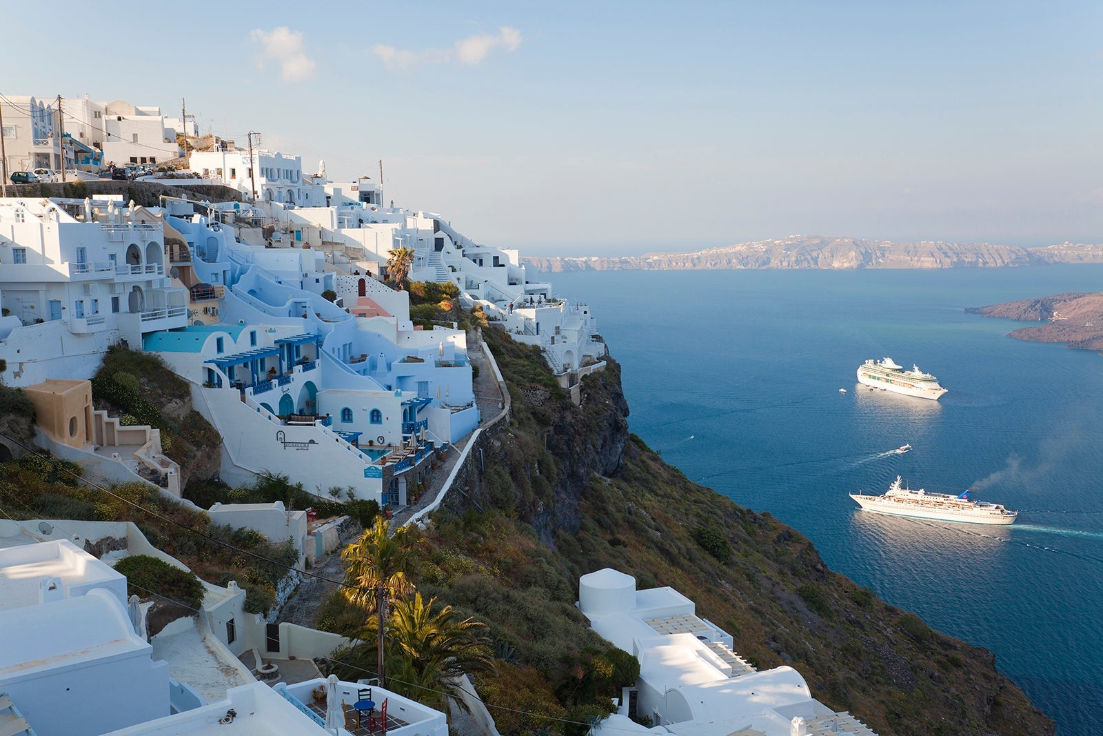 Fira and Cruise Ship, Fira, Santorini, Cyclades