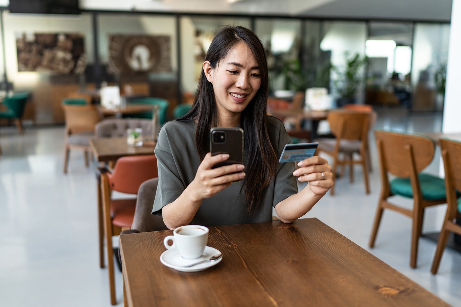 Woman using credit card payment